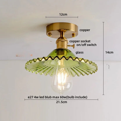 DecorBites™ Green Flower Glass LED Ceiling Light Fixture - Nordic Modern Design