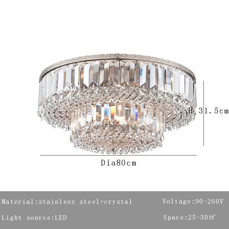 DecorBites™ Large Crystal Chandelier Chrome Hanging Lamp for Dining Room Decor