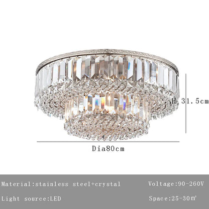 DecorBites™ Large Crystal Chandelier Chrome Hanging Lamp for Dining Room Decor