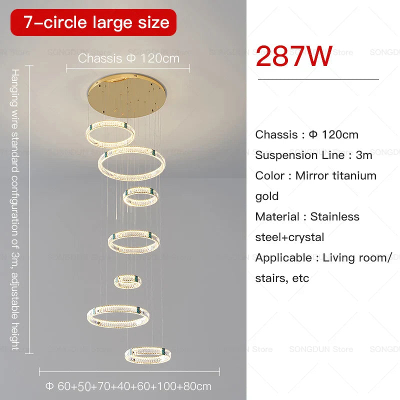 DecorBites™ Duplex Crystal Chandelier for Modern Living Room & Empty Stairwell Building