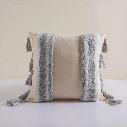 DecorBites™ Lace Tassel Cushion Tufted Sofa Pillowcase for Office Chair Pad