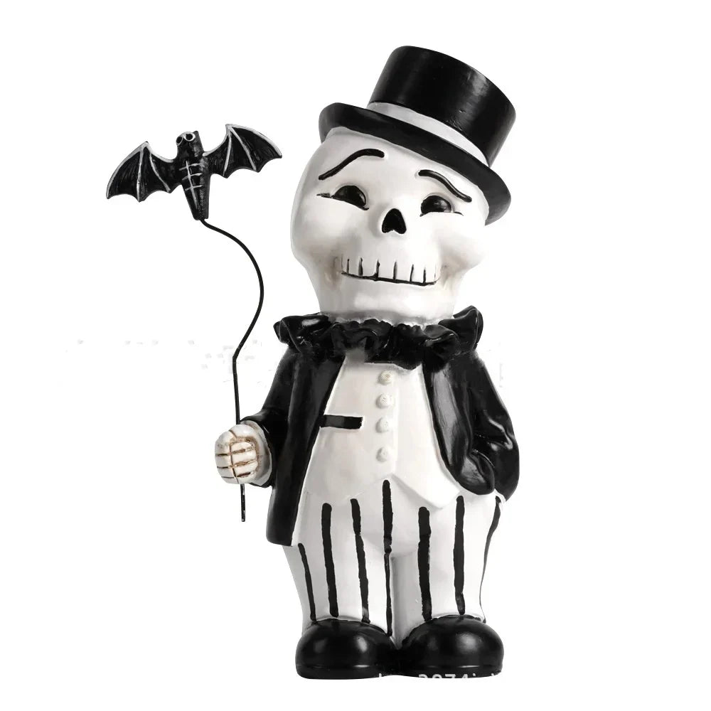 DecorBites™ Cartoon Skeleton Gentleman Bat Halloween Statue Home Decor Figurine