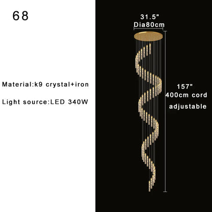 DecorBites™ Crystal Chandelier for Two-storey Foyer & Circular Stairwell