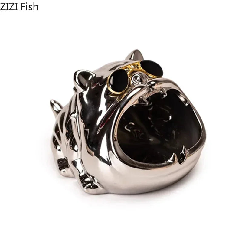 DecorBites™ Bulldog Ceramic Ashtray | Desktop Smoking Accessory | Portable Weed Ash Tray