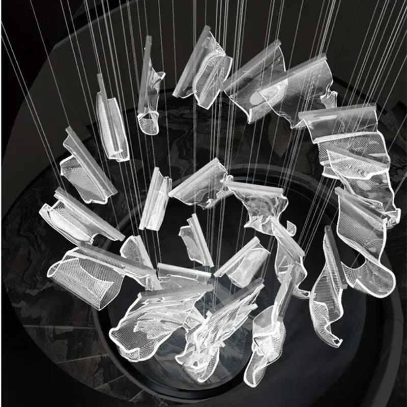 DecorBites™ Acrylic Leaf Chandelier LED Light Dimmable Luxury Pendant for Home Decor