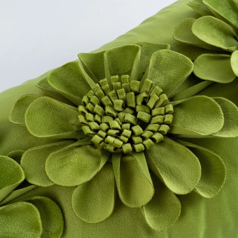 Green Floral Square Pillowcase