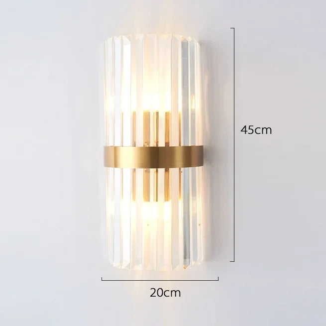 DecorBites™ Gold Crystal Glass Wall Sconce Light Fixture for Luxury Bedroom Decor