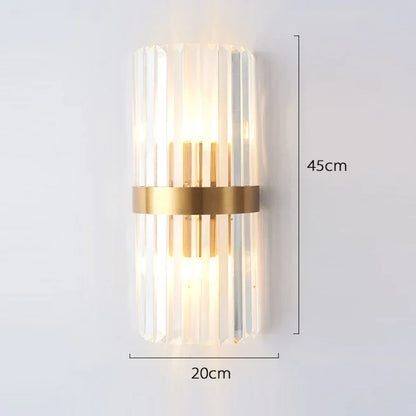 DecorBites™ Gold Crystal Glass Wall Sconce Light Fixture for Luxury Bedroom Decor