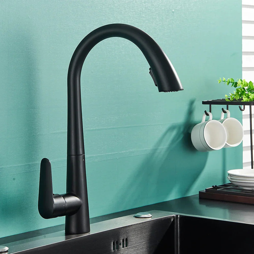 DecorBites™ Brushed Gold Gourmet Kitchen Faucet with Flexible Pull Out Mixer Tap