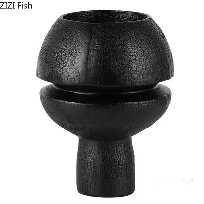 ديكور بايتس™ - منحوتة راتنجية كروية سوداء لتزيين المكتب، زينة فنية تجريدية جمالية