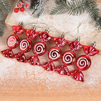 6pcs/box Christmas Candy Pendant Xmas Tree Hanging Ornaments Christmas Decorations For Home 2023 Navidad Noel New Year Kids Gift