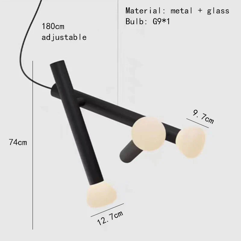 DecorBites™ Glass Pendant Lights with Adjustable Cord for Hall, Dining Room, Office - White Glass