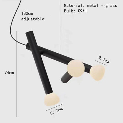 DecorBites™ Glass Pendant Lights with Adjustable Cord for Hall, Dining Room, Office - White Glass