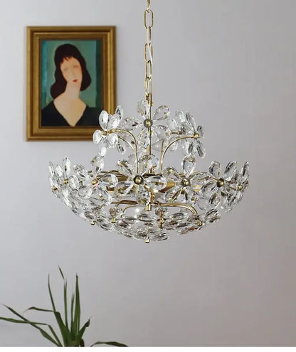DecorBites™ Crystal Flower Pendent Chandelier: Modern Design for Living Room, Restaurant & Bedroom