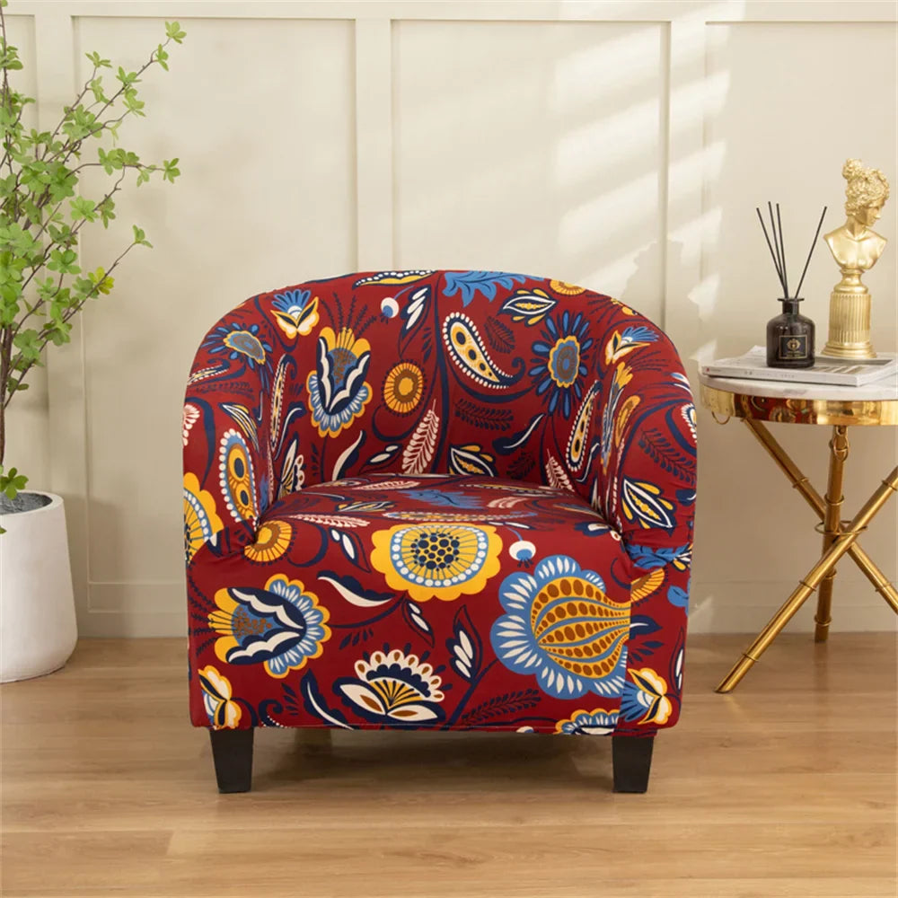 Decobites Printed Tub Chair Cover - Armchair Slipcover for Club Sofa