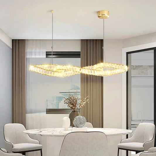 DecorBites™ Crystal Chandelier: Modern Hanging Pendant Light Fixture for Dining and Living Room