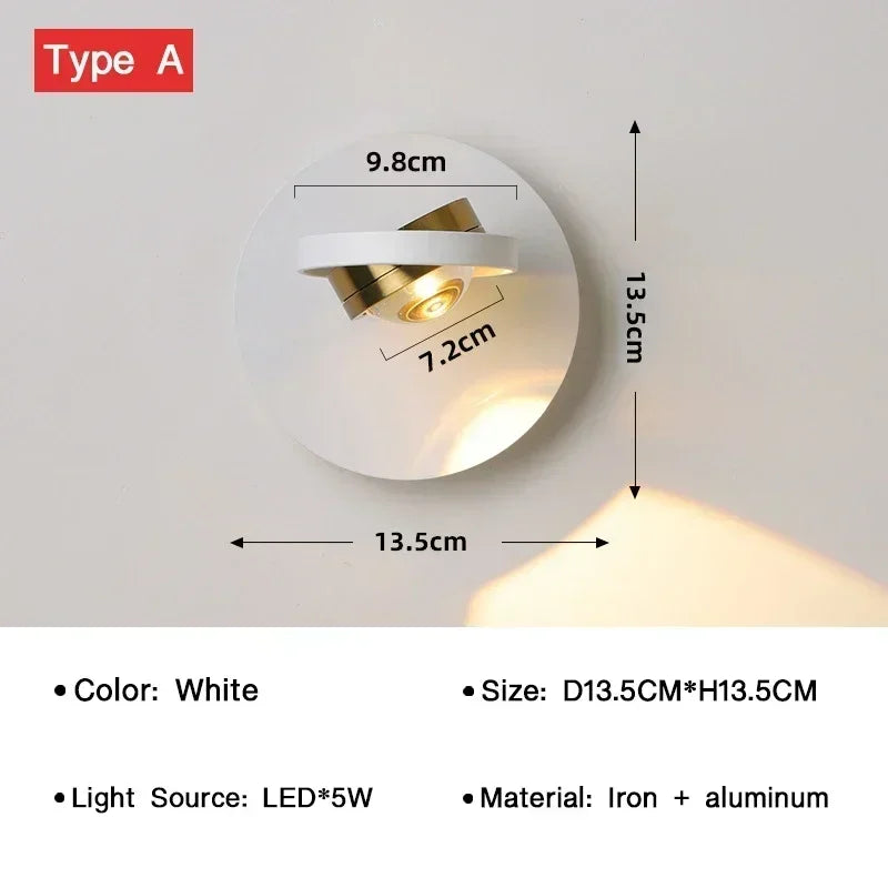 DecorBites™ LED Rotatable Wall Lamp for Bedroom Living Room - Modern Indoor Wall Sconces