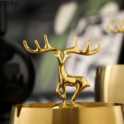 DecorBites™ Golden Deer Stainless Steel Ashtray | Smoking Accessories Weed Ash Tray Boyfriend Gift
