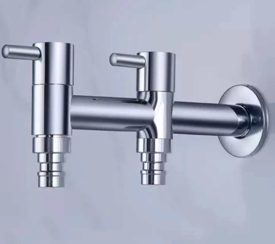 DecorBites™ Brass Double Handle Garden Faucet Bibcock - Multipurpose Toilet & Washing Machine Tap