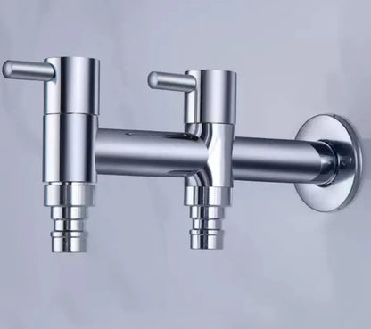 DecorBites™ Brass Double Handle Garden Faucet Bibcock - Multipurpose Toilet & Washing Machine Tap