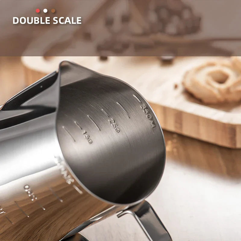 DecorBites™ Latte Art Cup with Pull Needle, Measuring Scale, Milk Frother, Garland Mug