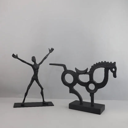 ديكوربايتس™ - تمثال هندسي من الحديد الزهر لزوجين لديكور المنزل