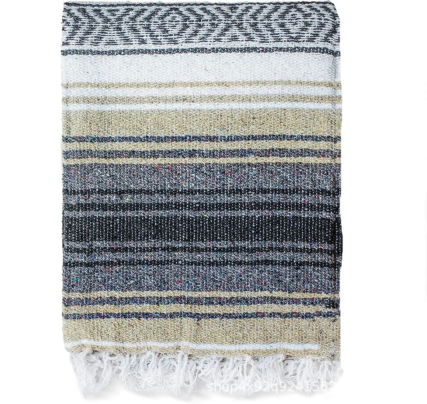 DecorBites™ Handwoven Mexican Blanket - Multicolor Geometry Beach Shawl