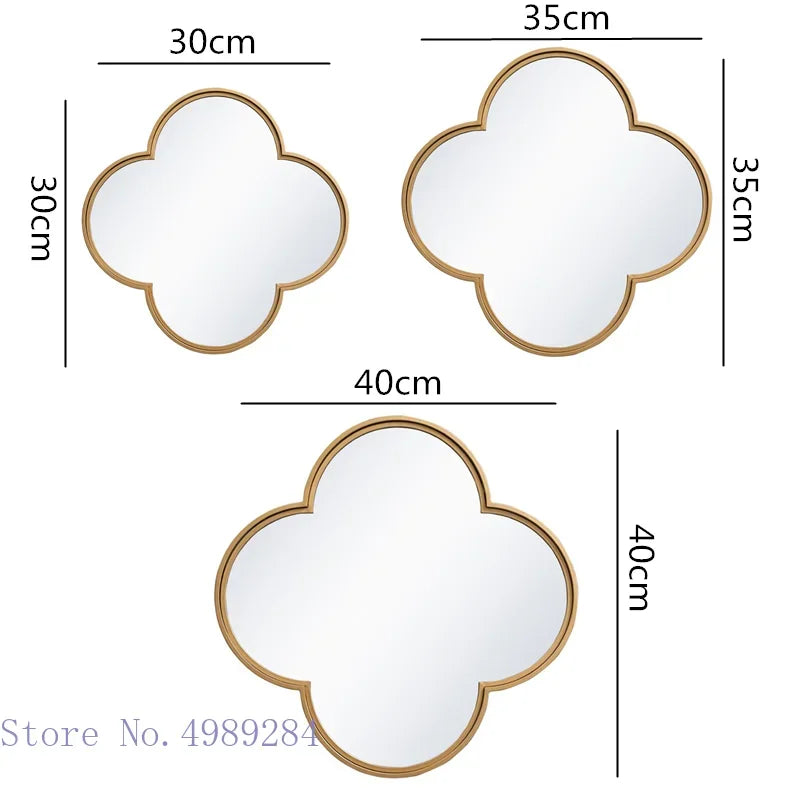 DecorBites™ Golden Border Geometric Plum Flower Mirror Wall Decoration