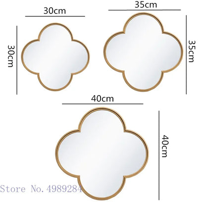 DecorBites™ Golden Border Geometric Plum Flower Mirror Wall Decoration