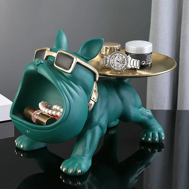 DecorBites™ Bulldog Remote Control Storage: Office & Living Room Decor Ornament