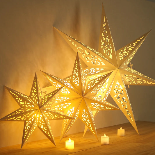 Hollow Star Hanging Pendants Ramadan Decoration 2024 for Home Navidad Natal Noel Gifts Christmas Ornaments New Year 2025