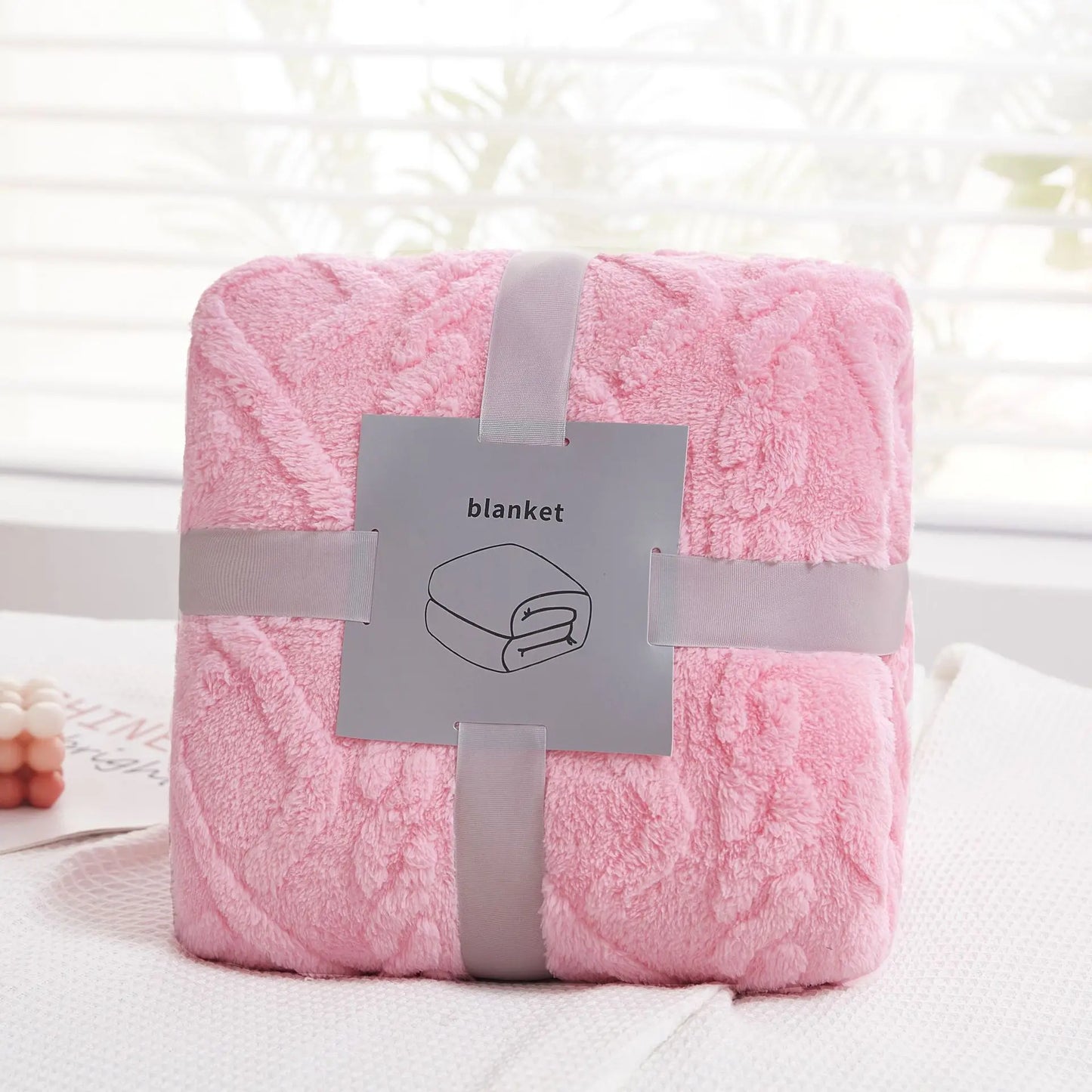 Manta de felpa jacquard acogedora DecorBites™: suave manta de invierno para el sofá, chal para la siesta en la oficina o de viaje.