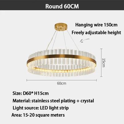 DecorBites™ Gold Crystal Chandelier: Modern LED Luxury Lighting for Dining Living Bedroom