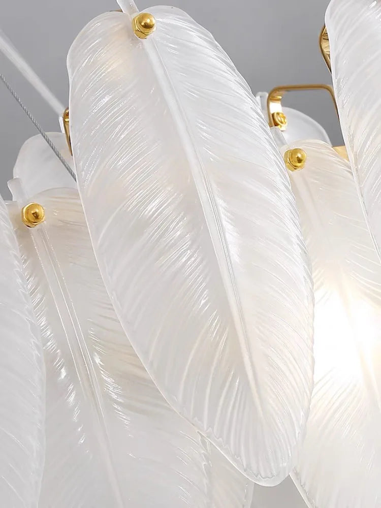 DecorBites™ Glass Feather Chandelier: Luxury Art Decor Ceiling Chandelier for Living Dining Room