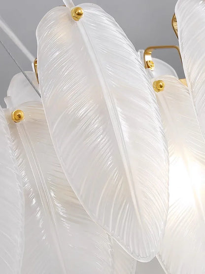 DecorBites™ Glass Feather Chandelier: Luxury Art Decor Ceiling Chandelier for Living Dining Room