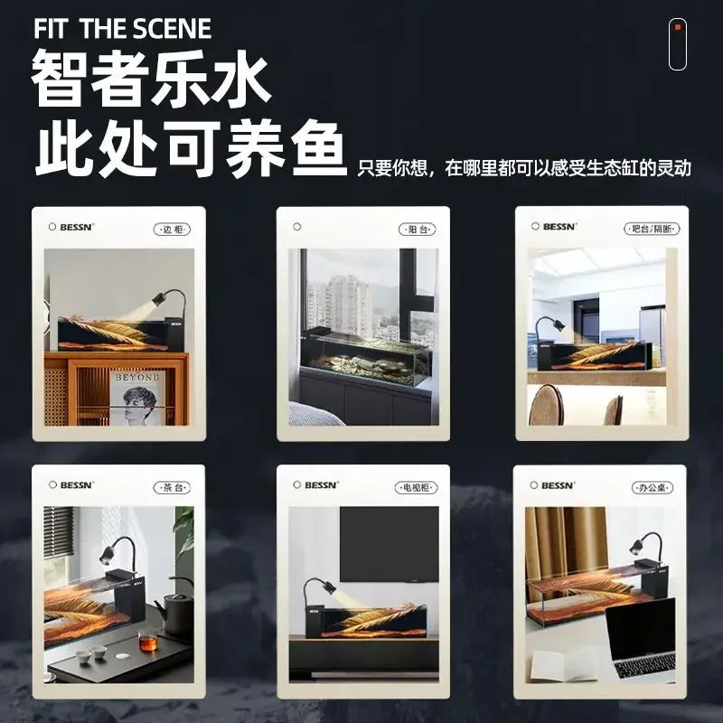 DecorBites™ Betta Fish Tank, Acrylic Aquarium Bowl with Top Filtration System