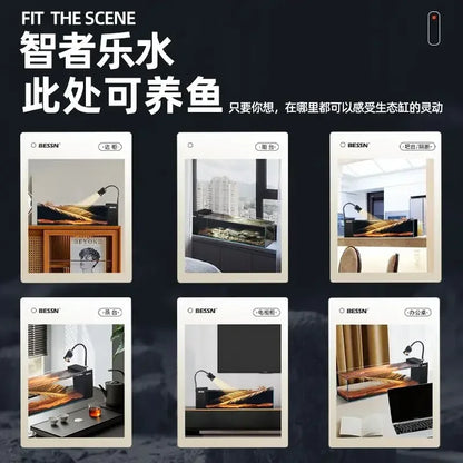 DecorBites™ Betta Fish Tank, Acrylic Aquarium Bowl with Top Filtration System