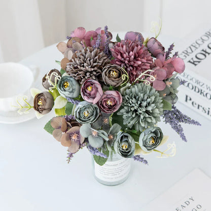 DecorBites™ Artificial Hydrangea Tea Rose Bouquet for Home Decor and DIY Wedding Bouquets