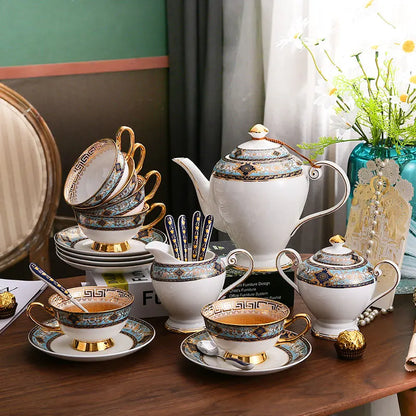 Juego de té DecorBites™ de porcelana fina: Elegante vajilla europea de cerámica para café y té.