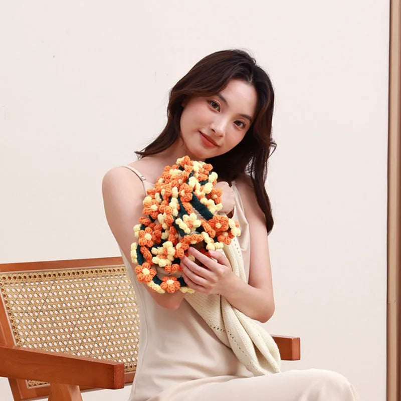 DecorBites™ Elegant Daisy Bouquet Soft Blanket for Office Sofa, Multi-Functional Nap Shawl & Cushion