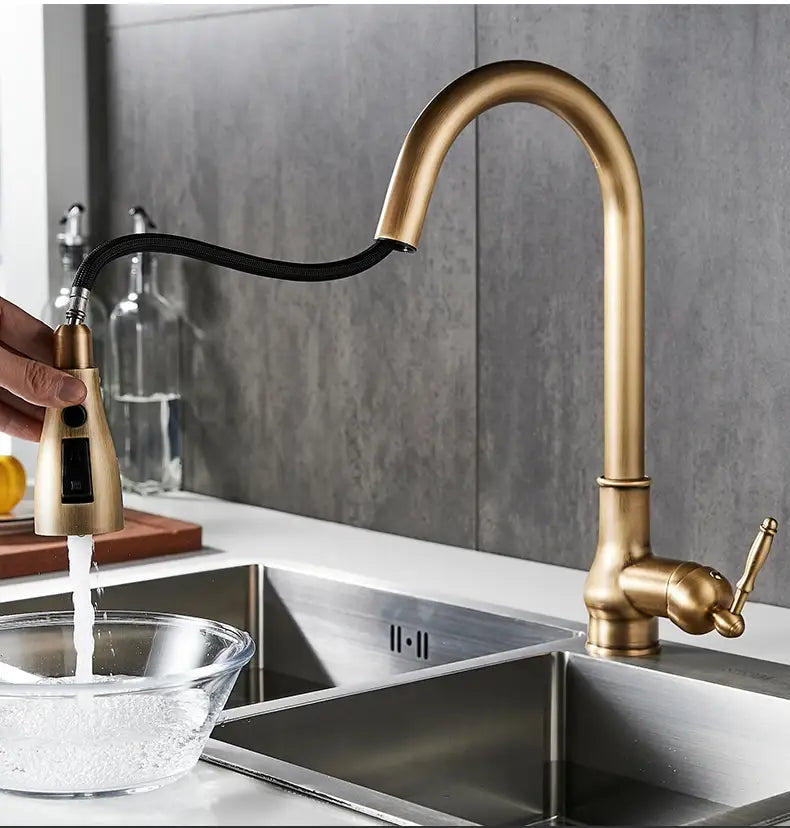 Decorbites™ Grifo de Cocina Extensible en Bronce Antiguo