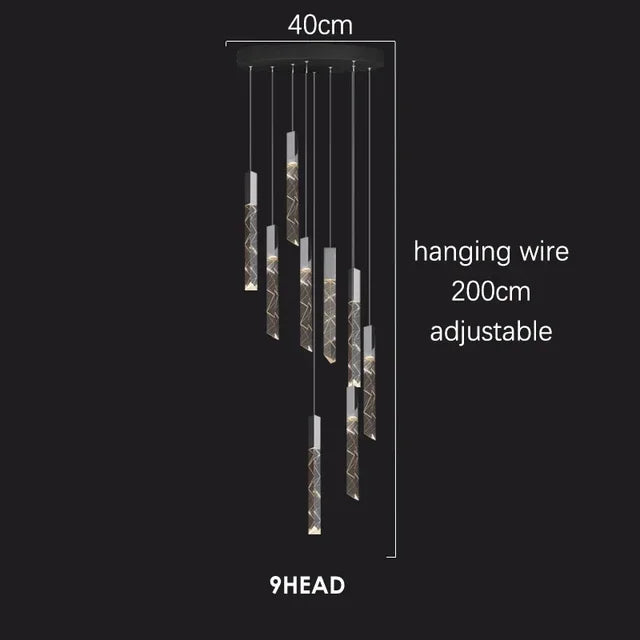 DecorBites™ Crystal Chrome LED Chandelier: Luxury Duplex Stair Loft Pendant Light for Living Room