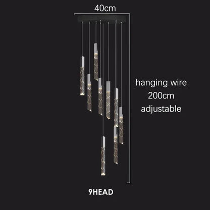 DecorBites™ Crystal Chrome LED Chandelier: Luxury Duplex Stair Loft Pendant Light for Living Room