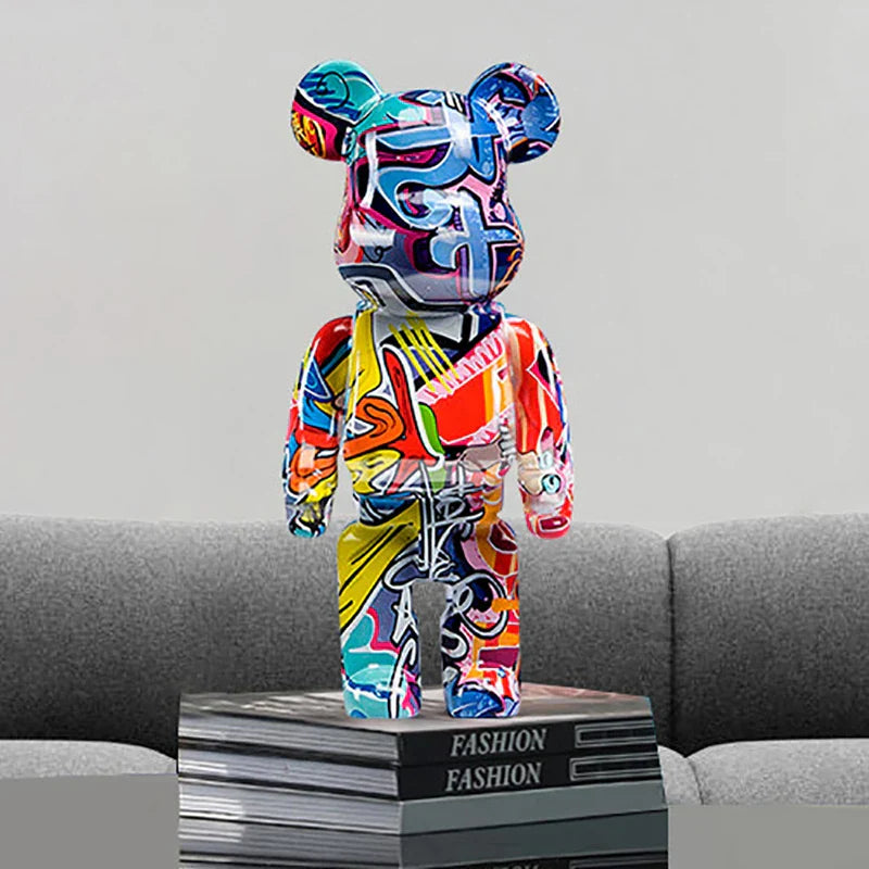 Figura DecorBites™ Oso Graffiti de 27 cm | Estatua y hucha decorativas modernas para el hogar
