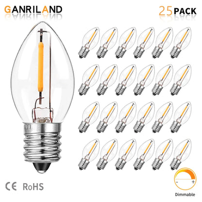 DecorBites™ Dimmable LED Night Light Bulbs: E12 E14 Base, 0.5W, Warm White 2700K