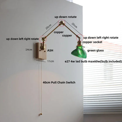 DecorBites™ Brass LED Wall Light Fixture Rotatable Glass Stair Lamp