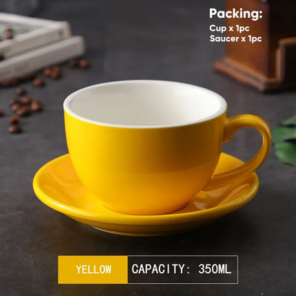 طقم أكواب قهوة لاتيه سيراميك وصحن من ديكوربايتس™ سعة 350 مل - طقم من قطعتين