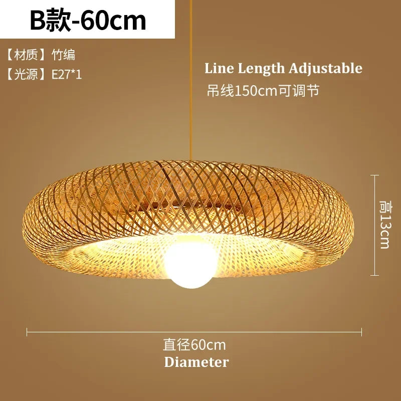 DecorBites™ Bamboo Pendant Light Hand Woven LED Chandelier for Home Decor
