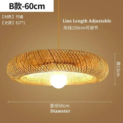 DecorBites™ Bamboo Pendant Light Hand Woven LED Chandelier for Home Decor