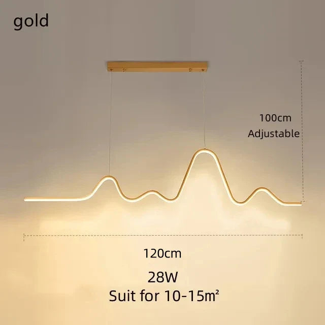 ثريا DecorBites™ LED من الألومنيوم بتصميم خطوط متموجة عصرية لجزيرة المطبخ